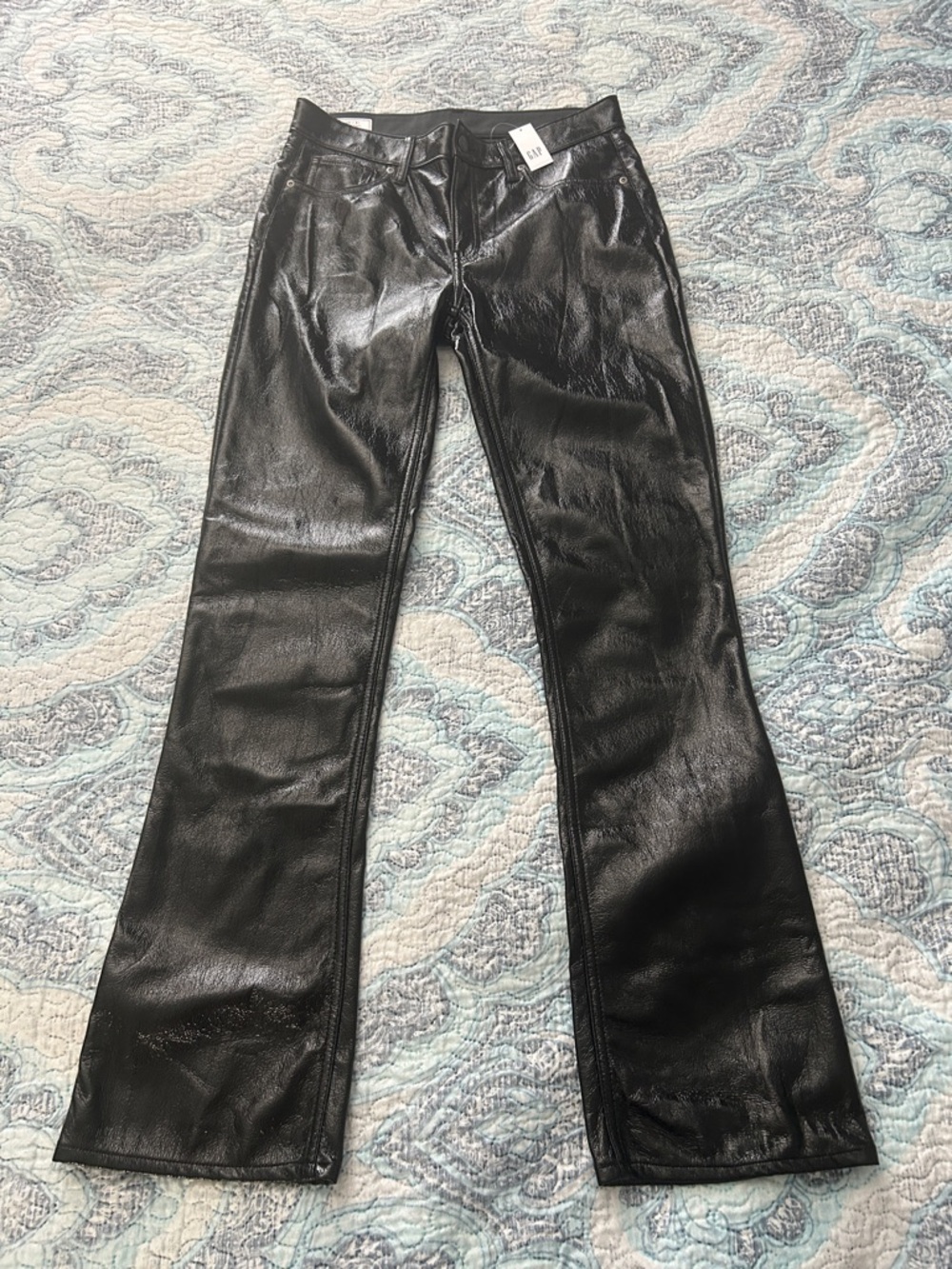 GAP Black Faux Leather Flare Jeans - Women